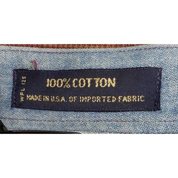 Chaps Ralph Lauren Men’s Long Sleeve Dress Shirt 16 34/35 Red Houndstooth Cotton - Picture 4 of 9